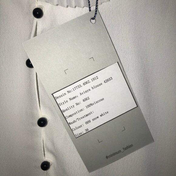 minimum flowy long sleeved blouse ruffled collar white small/euro 36 - Picture 7 of 12